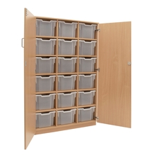 GALT Storage Unit with 18 Extra Deep Trays with Doors - Wood/Clear